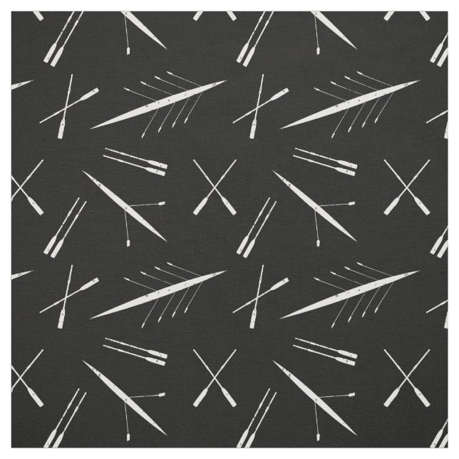 Rowing Boats and Oars Black and White Pattern Fabric (Swatch)