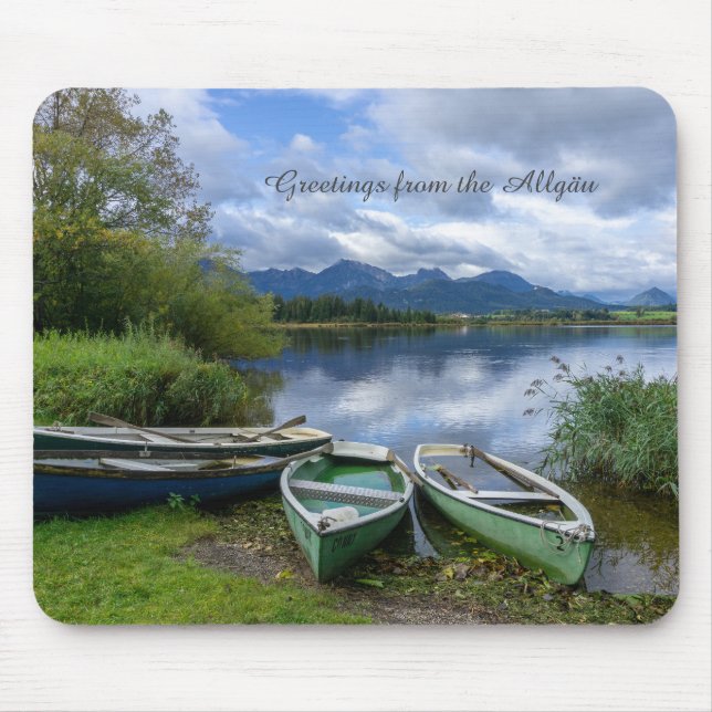 Rowing boats at the lake - Allgäu  Mouse Pad (Front)