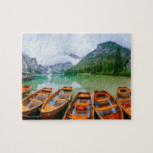 Rowing Boats on Alpine Lake Jigsaw Puzzle