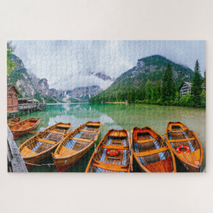 Rowing Boats on Alpine Lake Jigsaw Puzzle