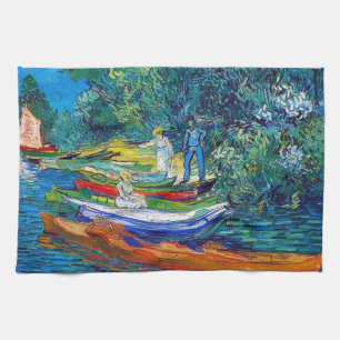 Rowing Boats on the Banks of the Oise Tea Towel