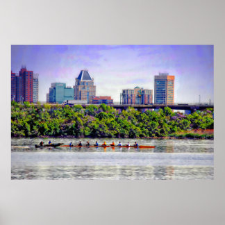 Rowing by Baltimore Skyline Poster