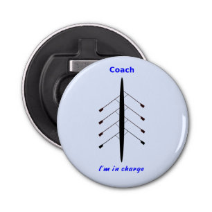 Rowing coach in charge blue bottle opener