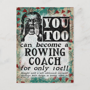 Rowing Coach Postcard - Funny Vintage Retro