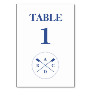 Rowing crossed oars initials watery table number