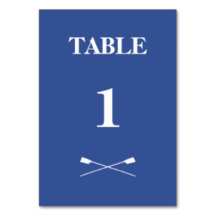 Rowing crossed oars monogram blue table number