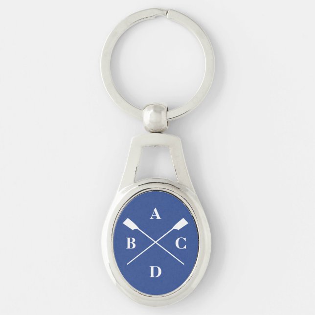 Rowing crossed oars monogram initial key ring (Front)