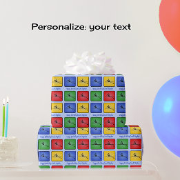 Rowing custom text four icons colourful wrapping paper