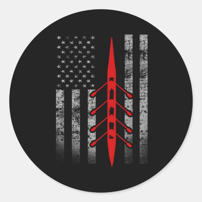Rowing Flag Rowing Boat Flag Classic Round Sticker (Front)