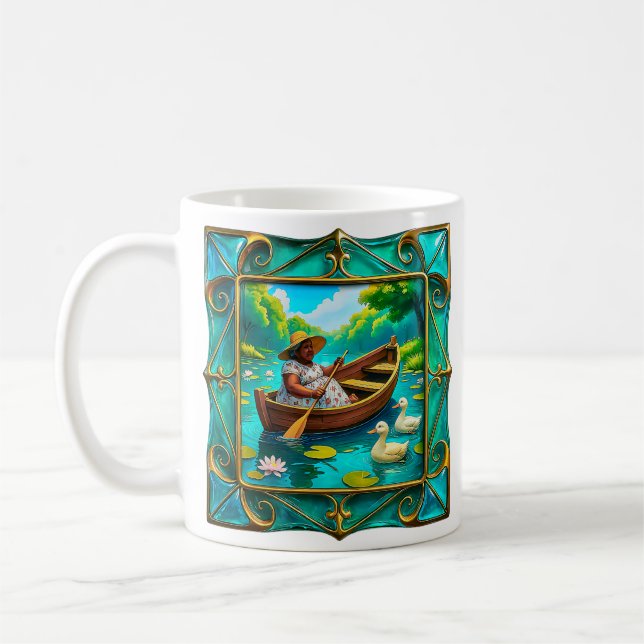 Rowing Lady Tranquillity Coffee Mug (Left)