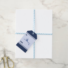 Rowing oars blue pattern customised sports gift tags