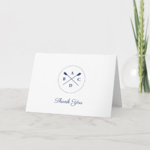 Rowing oars initials photo thank you card