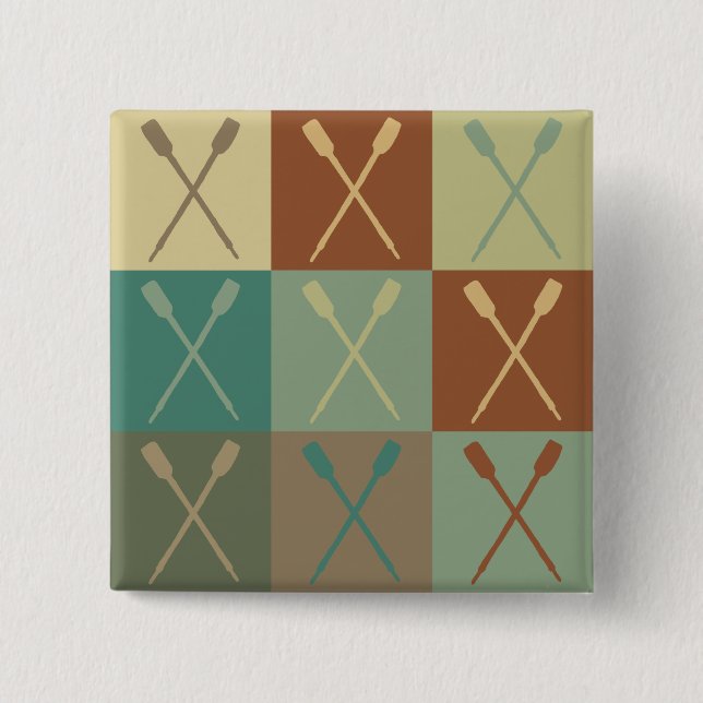 Rowing Pop Art 15 Cm Square Badge (Front)