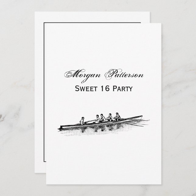 Rowing Rowers Crew Team Water Sports Invitation (Front/Back)