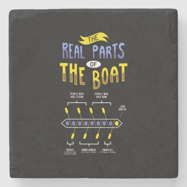 Rowing Rowing Boat Stone Coaster (Front)