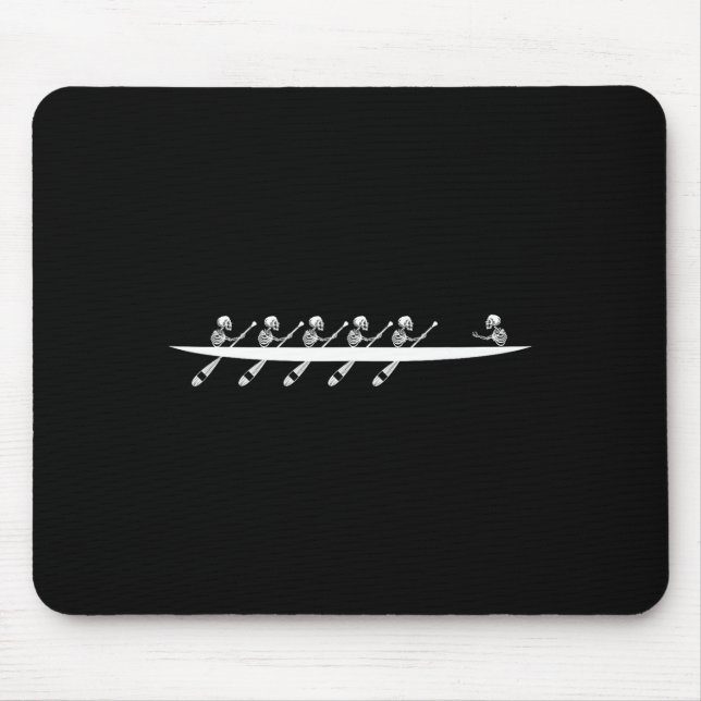 Rowing Skeleton Row Boats Paddle Coxswain Hallowee Mouse Pad (Front)