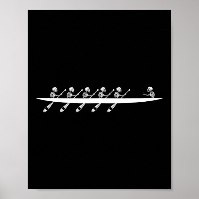 Rowing Skeleton Row Boats Paddle Coxswain Hallowee Poster (Front)