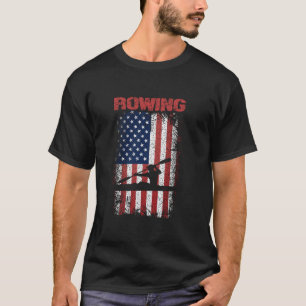 Rowing Sports Retro American Flag USA America Boat T-Shirt