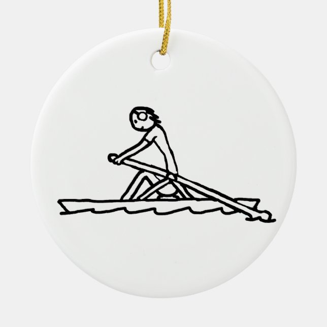 Rowing Stickman Ceramic Ornament (Front)