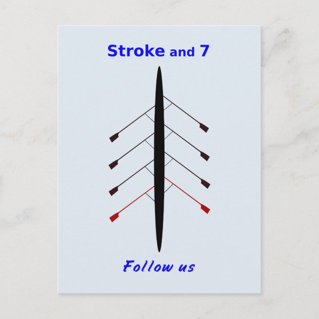 Rowing stroke seven follow us postcard (Front)