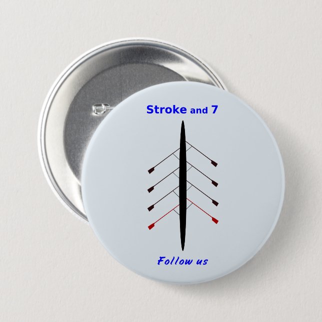 Rowing stroke seven seats 7.5 cm round badge (Front & Back)