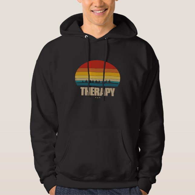 Rowing Therapy  For Rower  Retro Style Hoodie (Front)