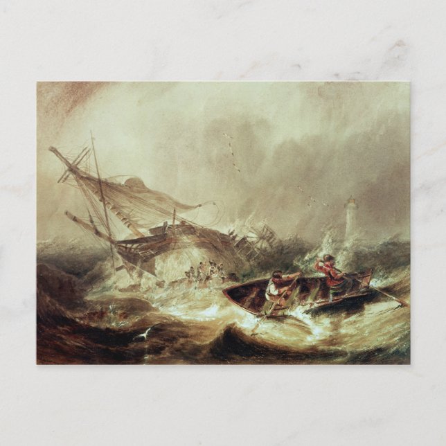 Rowing to rescue shipwrecked postcard (Front)