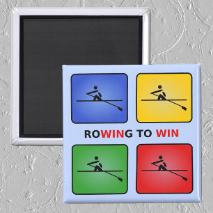 Rowing to win four colours crew blue magnet
