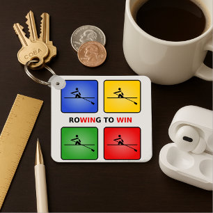 Rowing to win four colours crew key ring