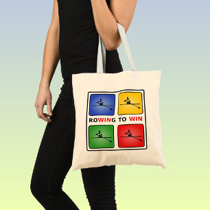 Rowing to win four colours sports tote bag