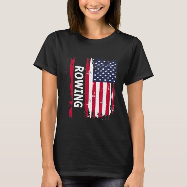 Rowing USA Gift For American Rowers T-Shirt (Front)
