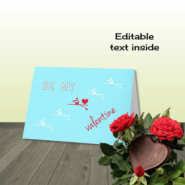 Rowing Valentine's Day red blue Holiday Card (Creator Uploaded)