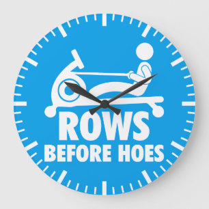 Rows Before Hoes - Funny Rowing Machine Workout Large Clock