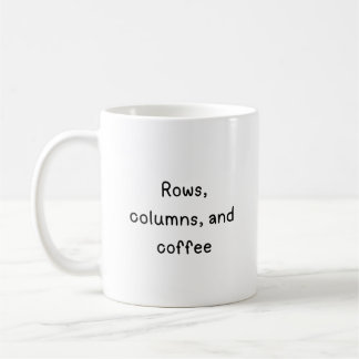 Rows, columns, and coffee mug