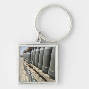 Rows of ammunition are stacked and prepped key ring