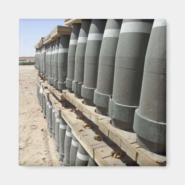 Rows of ammunition are stacked and prepped magnet (Front)