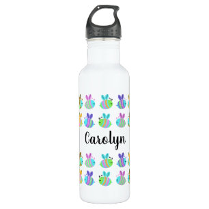 Rows of cute baby bees with your name 710 ml water bottle