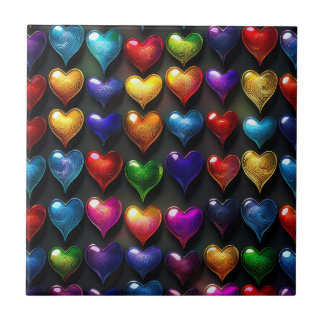 Rows of Hearts  Ceramic Tile