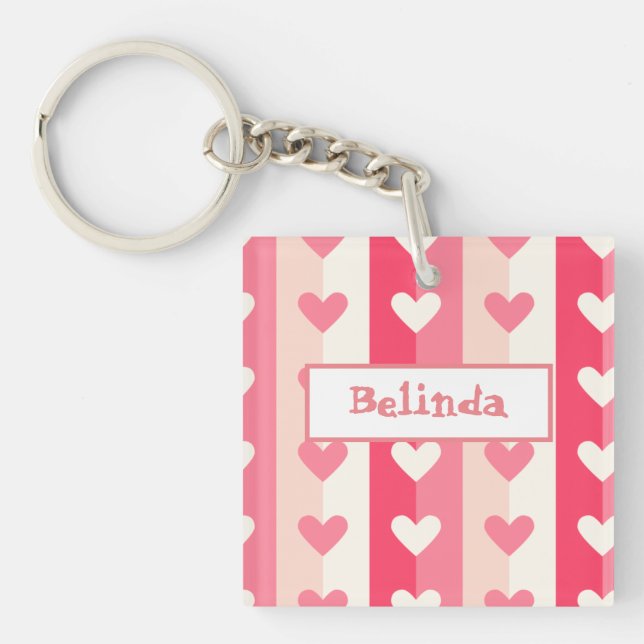 Rows of Hearts Key Ring (Front)