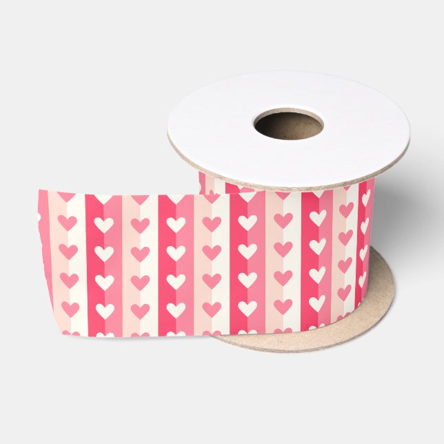 Rows of Hearts Satin Ribbon (Spool)
