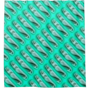 rows of napping green mermaids pattern shower curtain