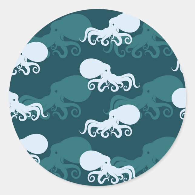 Rows Of Octopus Pattern Classic Round Sticker (Front)