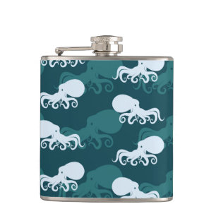 Rows Of Octopus Pattern Hip Flask