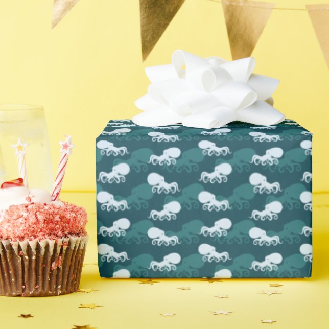 Rows Of Octopus Pattern Wrapping Paper (Birthday Party)