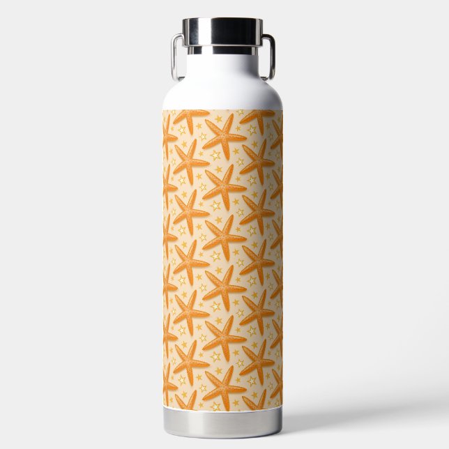 ROWS OF PASTEL ORANGE STARFISH WATER BOTTLE (Front)