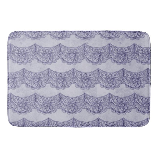 ROWS OF PASTEL PLUM PURPLE LACE LOOK PATTERNS BATH MAT (Front)