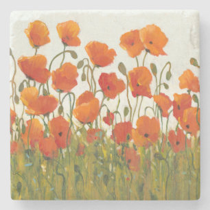Rows of Poppies I Stone Coaster