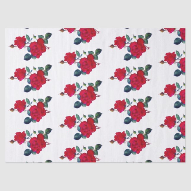 Rows of Red Red Roses Tissue Paper (Front)