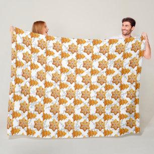 ROWS OF SNOWFLAKES & CHRISTMAS TREE COOKIES FLEECE BLANKET