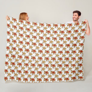 ROWS OF TAN GINGERBREAD MEN CHRISTMAS COOKIES FLEECE BLANKET